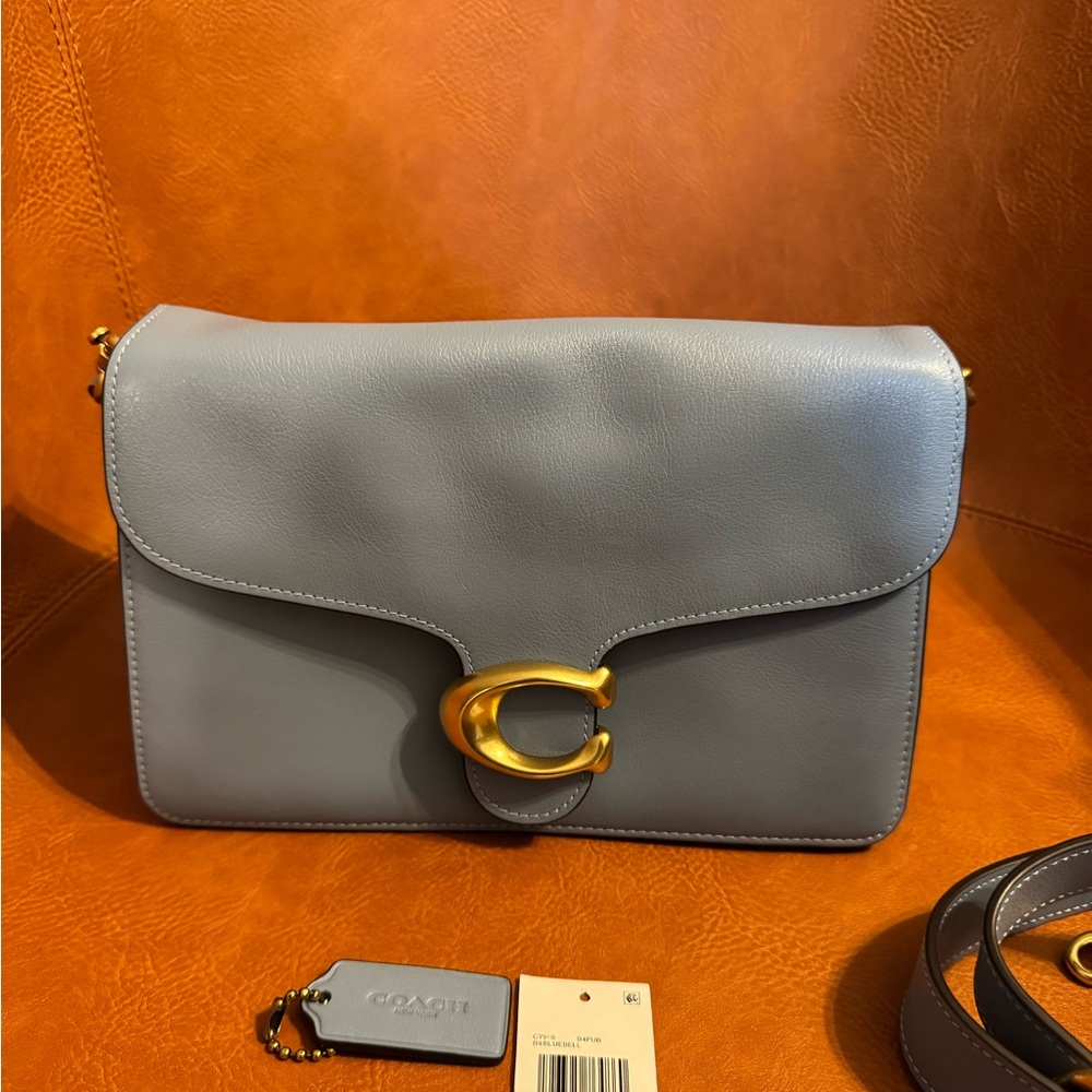 Coach chain tabby shoulder in bluebell and brass. - Picture 3 of 13